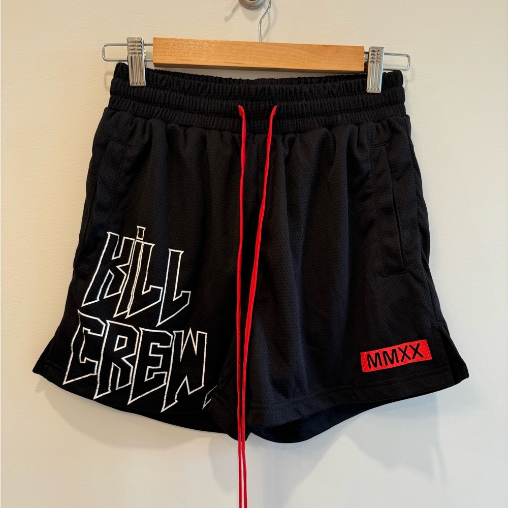 Kill Crew Black Shorts with Red Drawstring